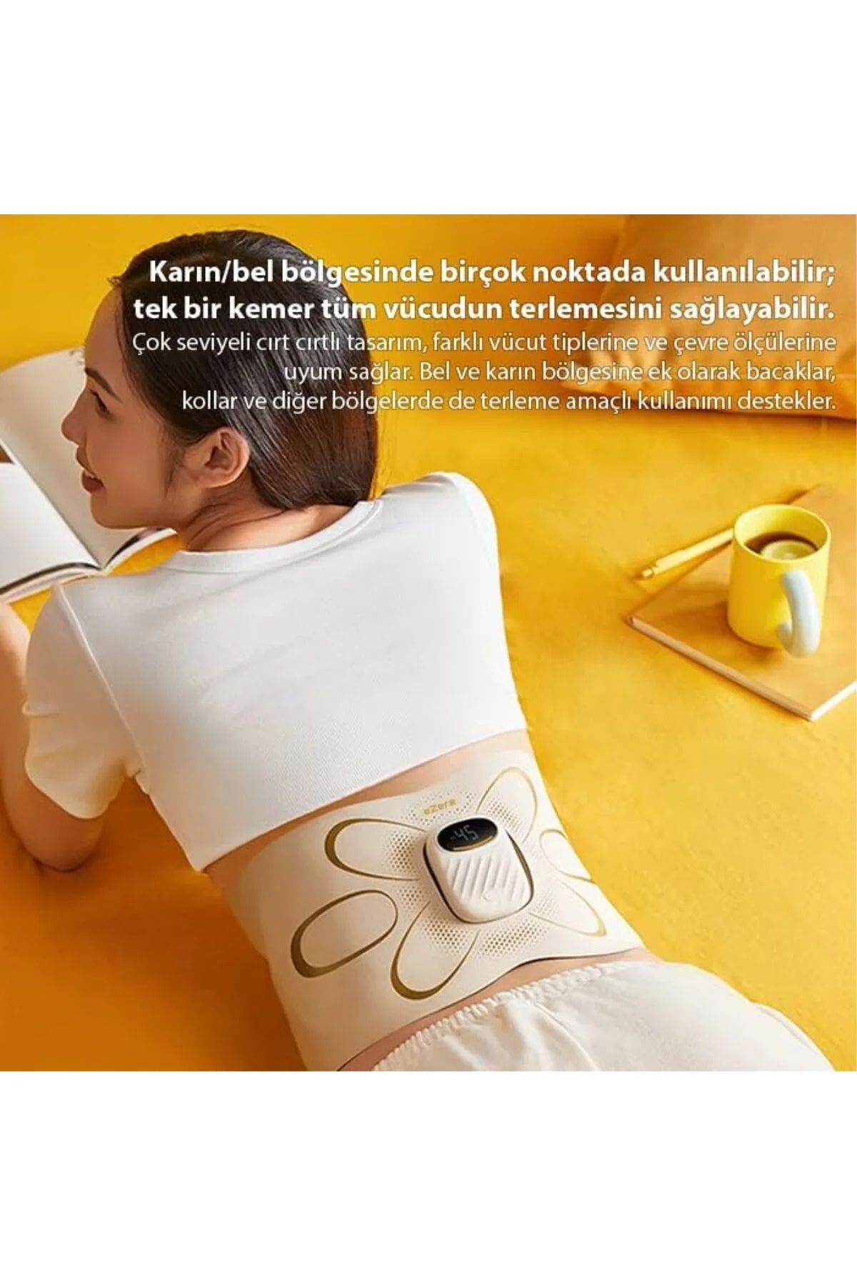 SlimBelt Pro EMS Isıtmalı Bel ve Karın Masaj + Egzersiz Kemeri – Dijital Ekranlı, Şarjlı, 3