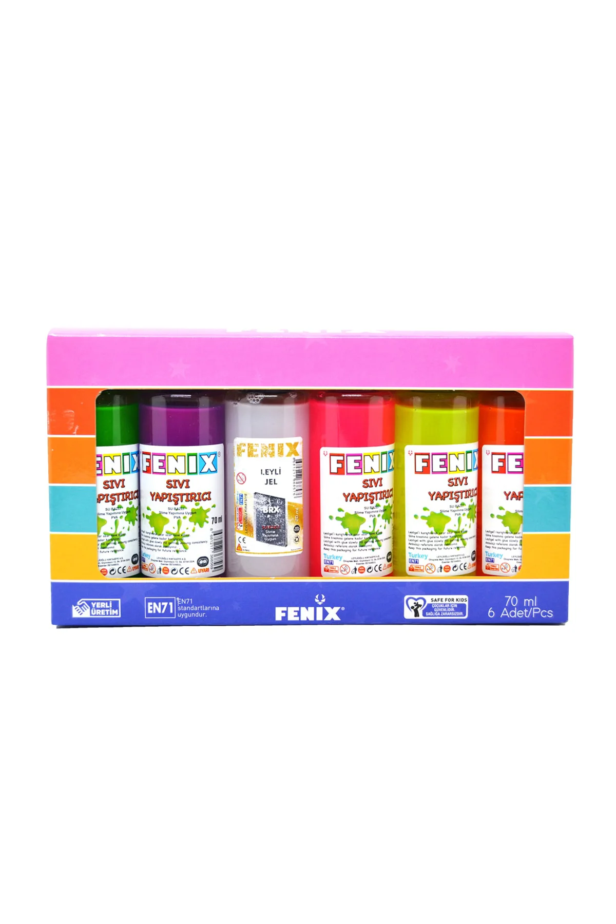 Slime Jeli Ve Boraks 5 Renk Slime Jeli + 70ml Sıvı Boraks Seti Slaym Malzemesi