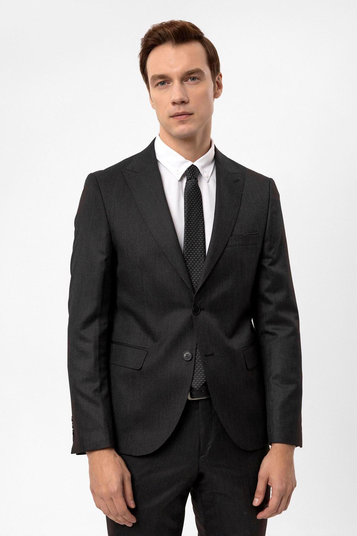 Slimfit Armürlü Takım Elbise