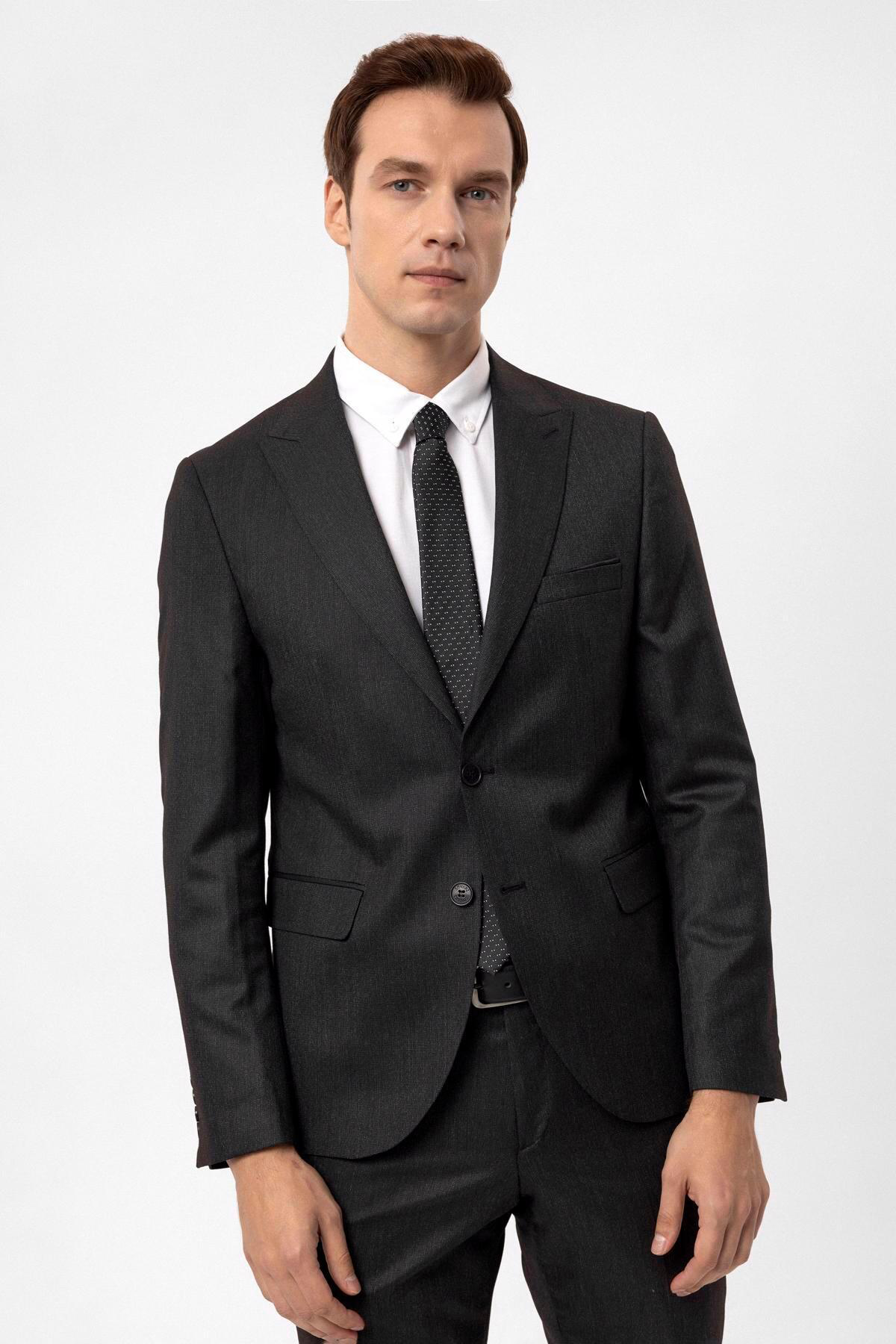 Slimfit Armürlü Takım Elbise