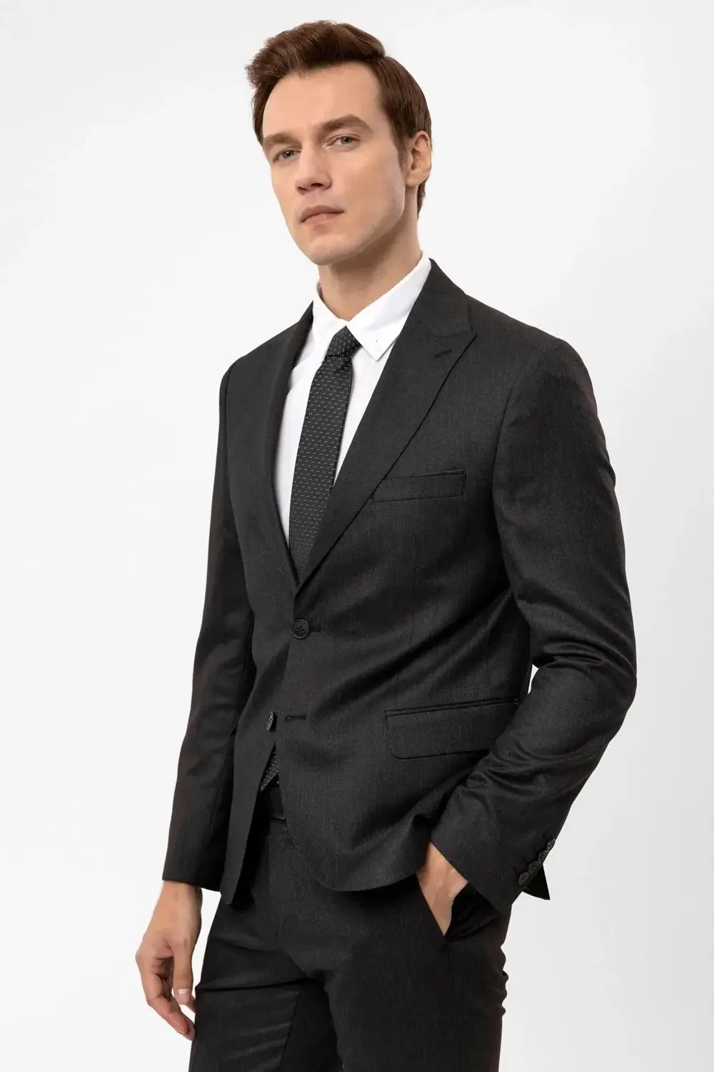 Süvari Slimfit Armürlü Takım Elbise