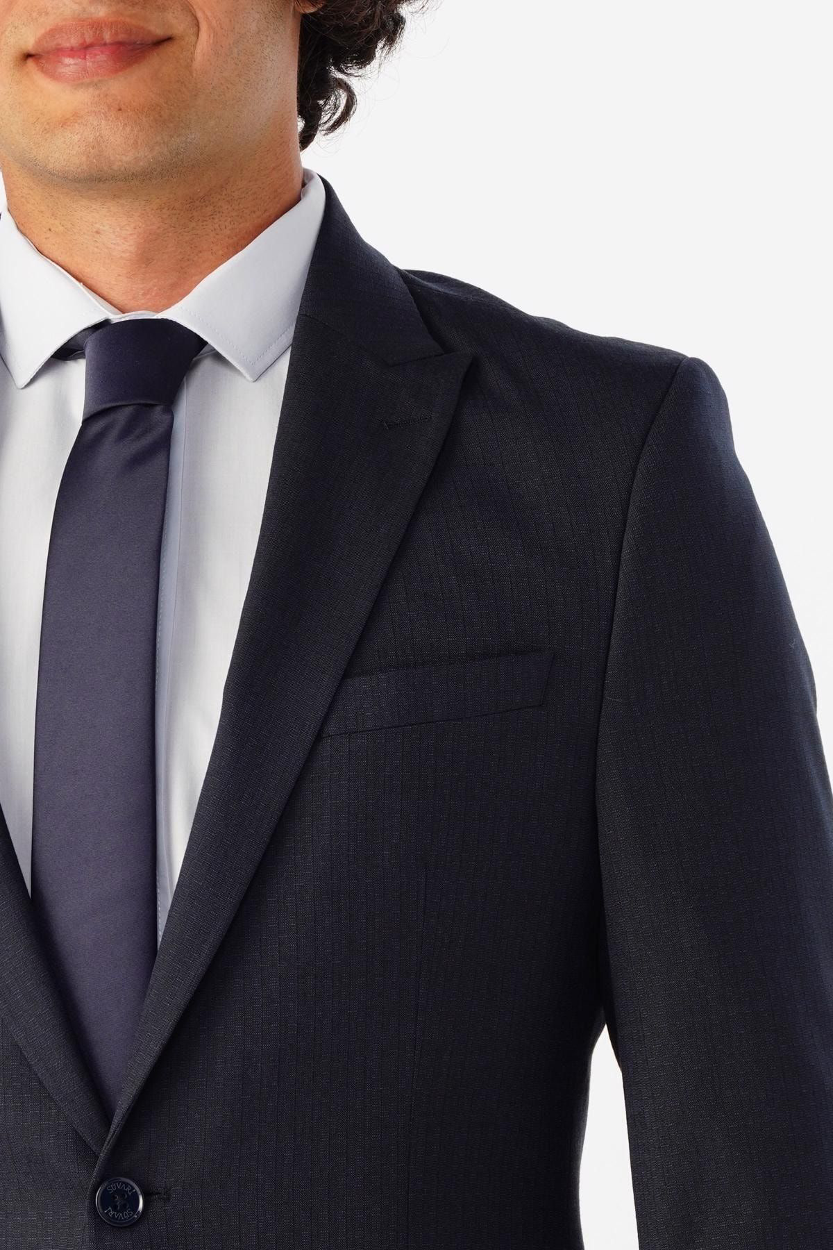 Süvari Slimfit Armürlü Takim Elbise