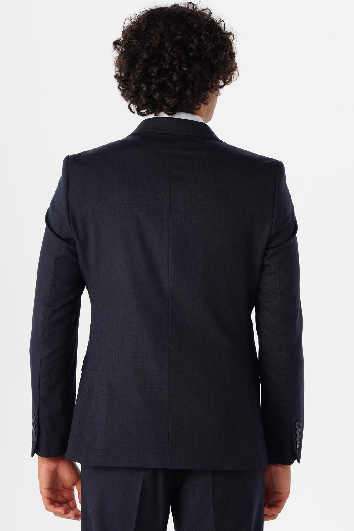 Süvari Slimfit Armürlü Takim Elbise