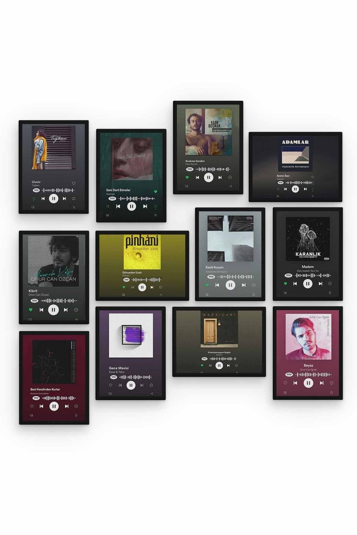 Slow Spotify 12 Parça Ahşap Mdf Tablo Zlltb160