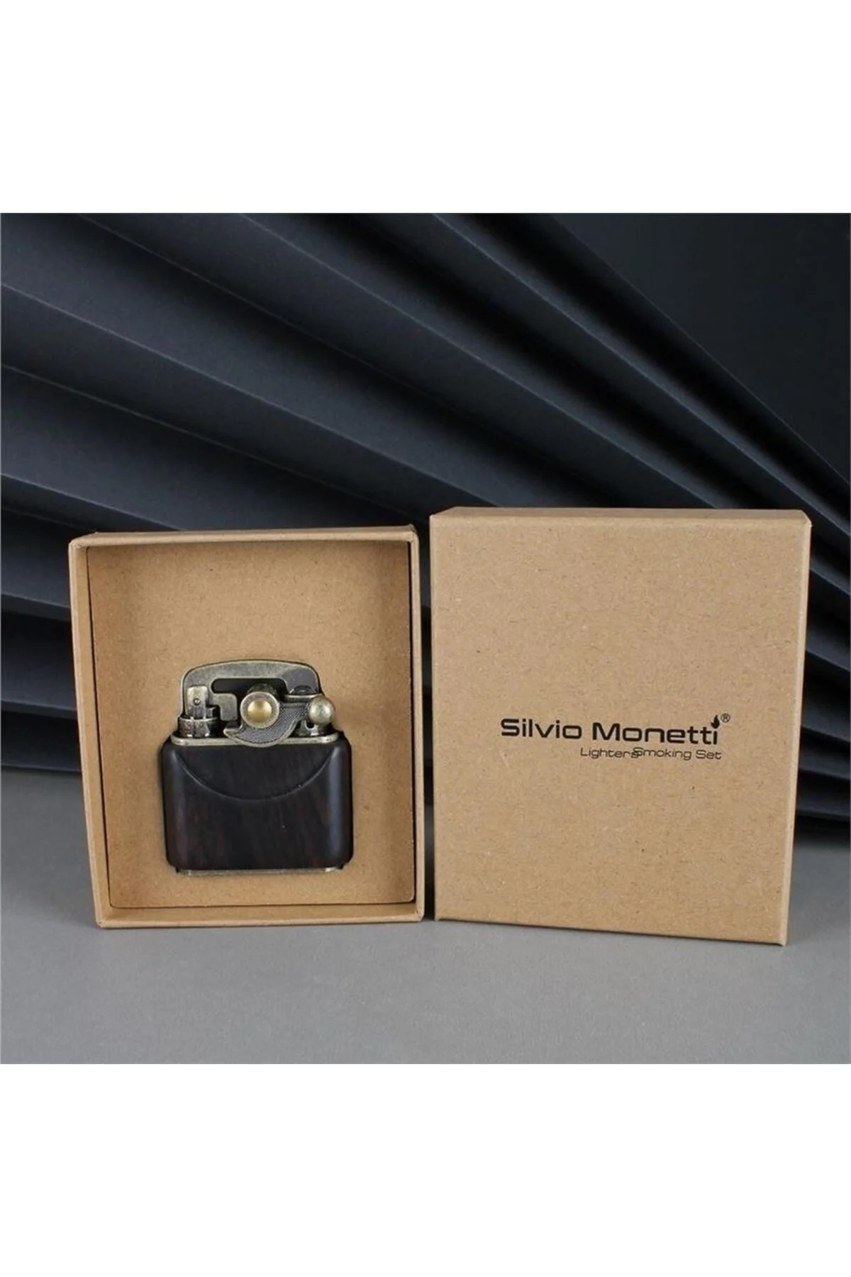 Sm-090T Vintage Benzinli Ahşap Çakmak Siyah