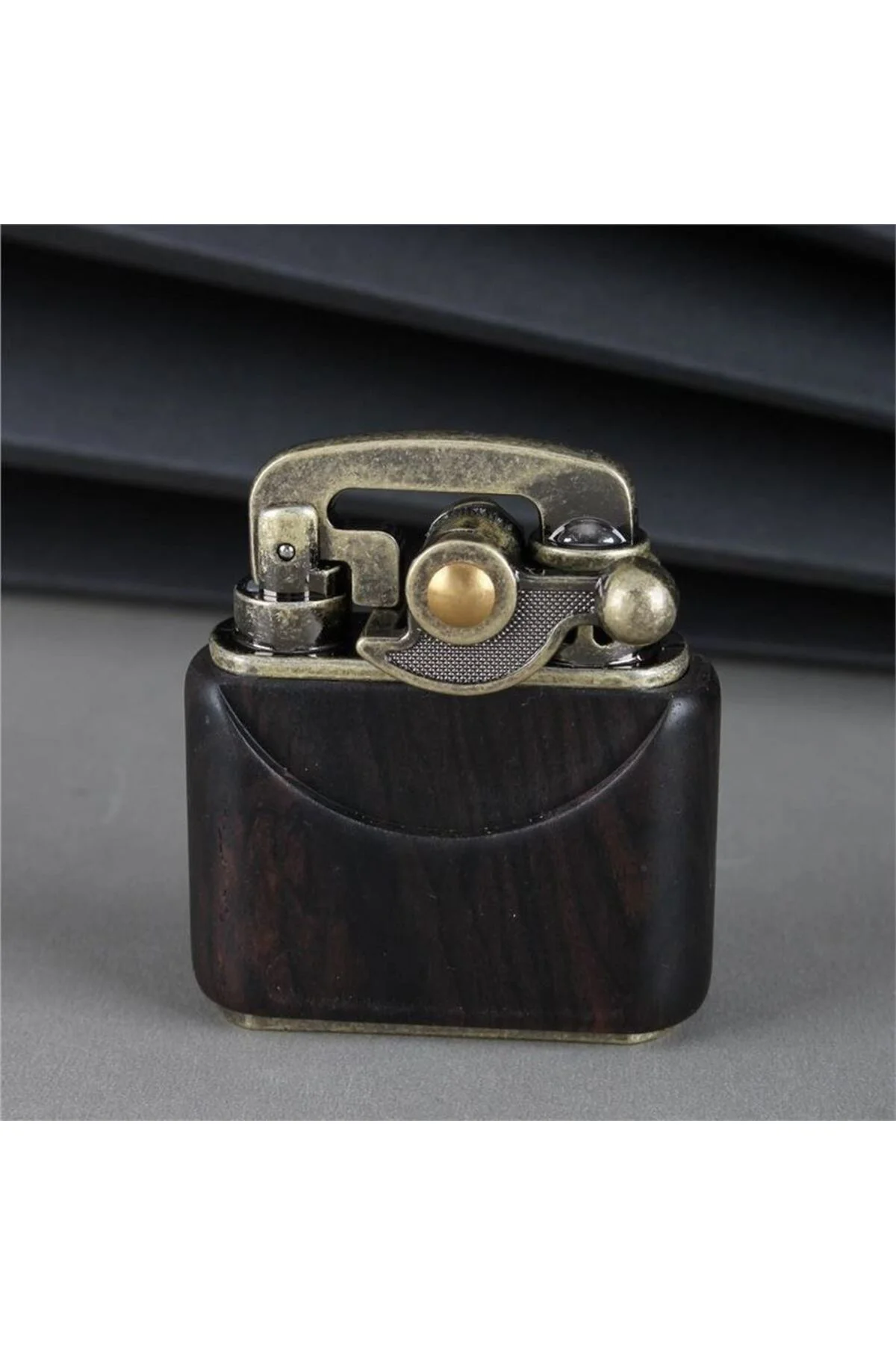 Sm-090T Vintage Benzinli Ahşap Çakmak Siyah