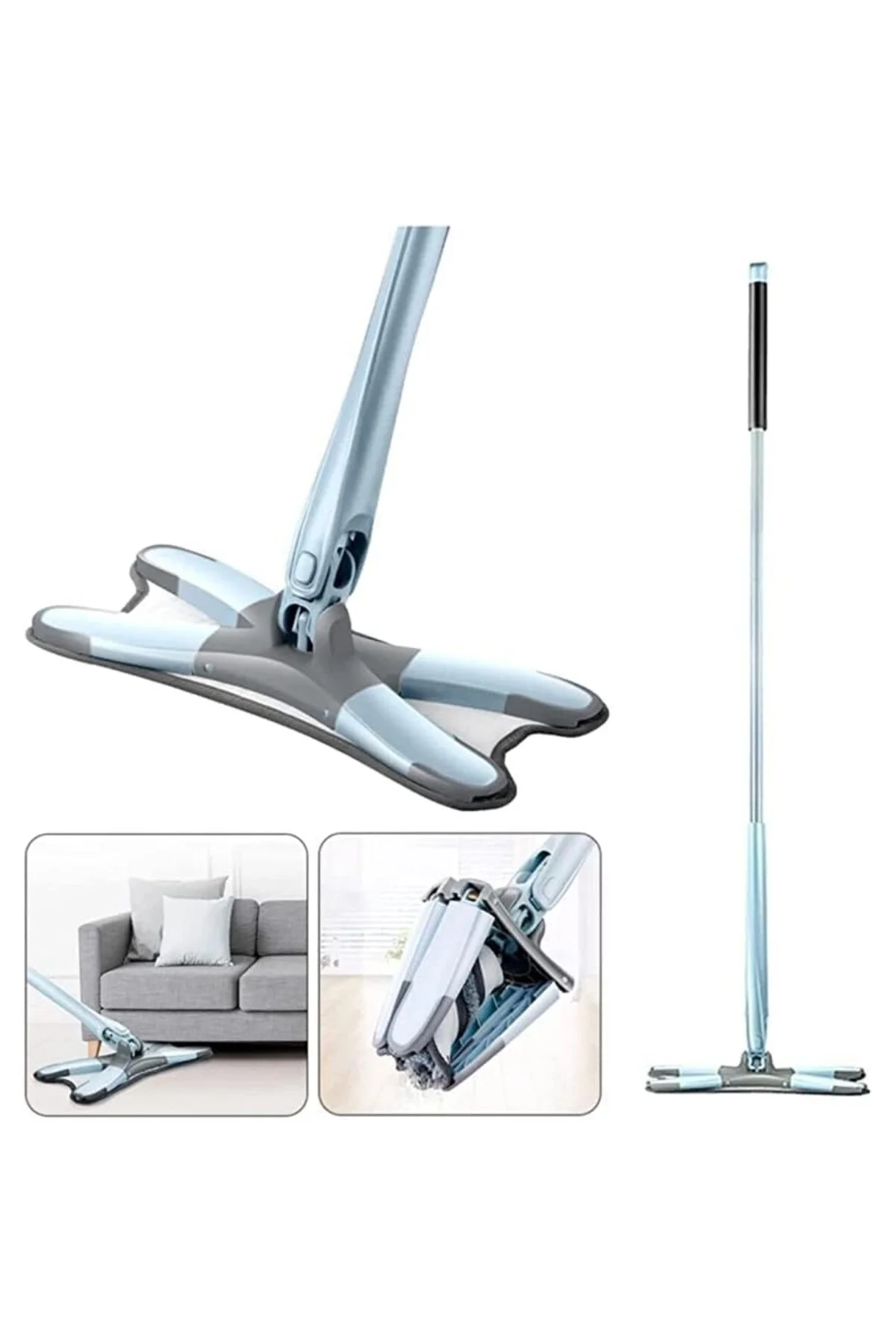 S&M HOME 360 Derece Dönebilen Kendinden Sıkmalı X Mop Paspas