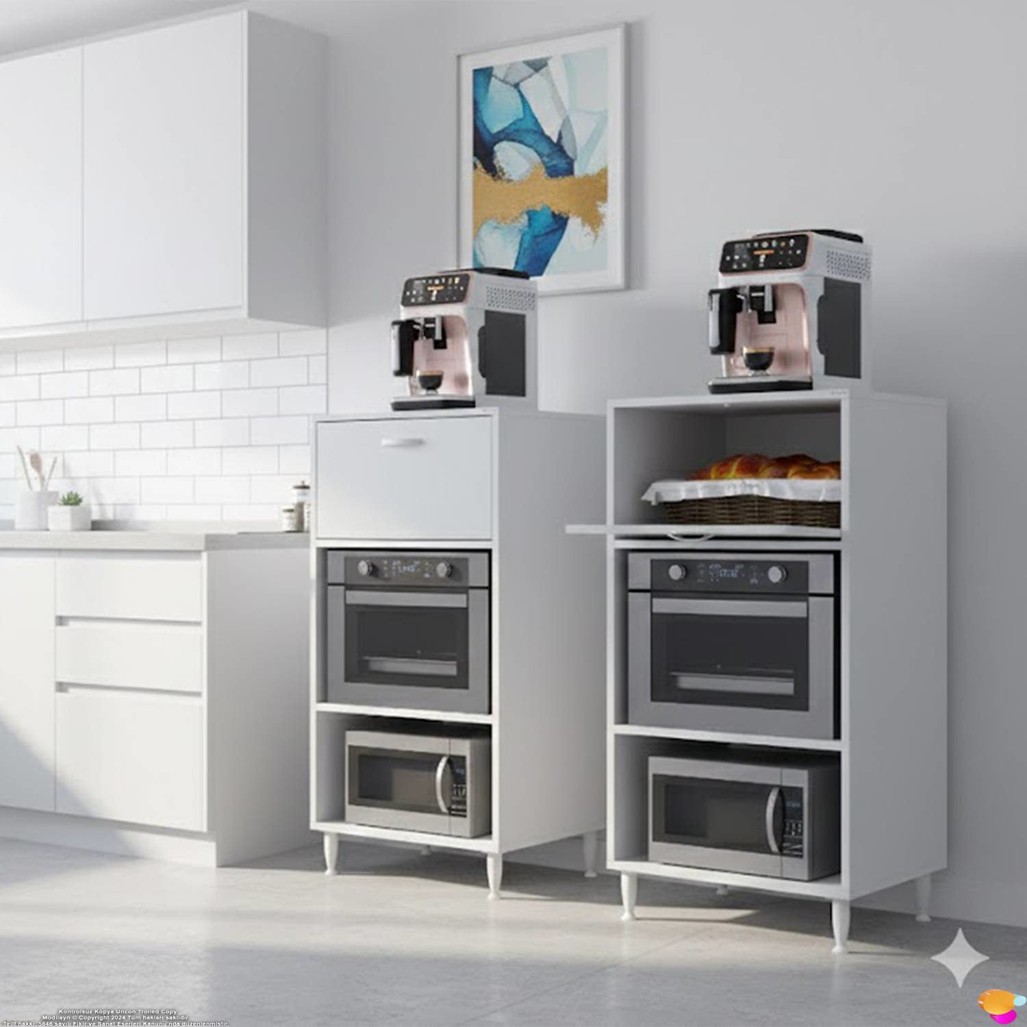 Smart 60 cm Üstten Kapaklı Mutfak Dolabı Mikrodalga Fırın Standı  - Görsel 5