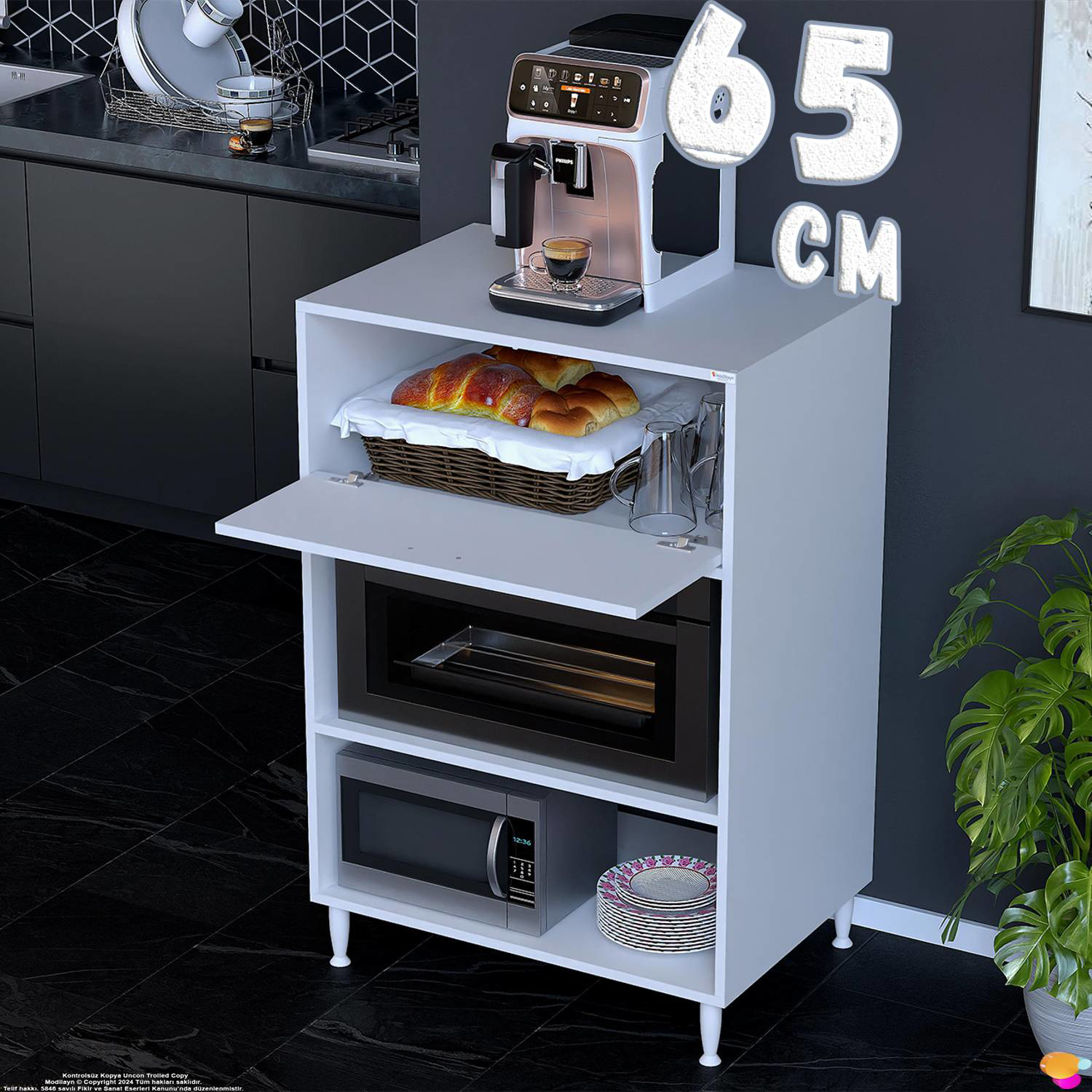 Smart 65 cm Üstten Kapaklı Mutfak Dolabı Mikrodalga Fırın Standı Smart 65 cm Üstten Kapaklı Mutfak Dolabı Mikrodalga Fırın Standı