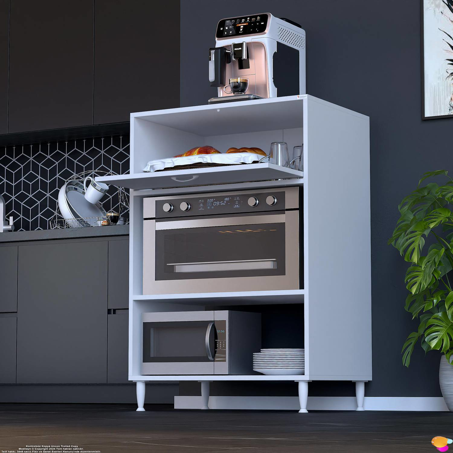 Smart 65 cm Üstten Kapaklı Mutfak Dolabı Mikrodalga Fırın Standı Smart 65 cm Üstten Kapaklı Mutfak Dolabı Mikrodalga Fırın Standı - Görsel 4
