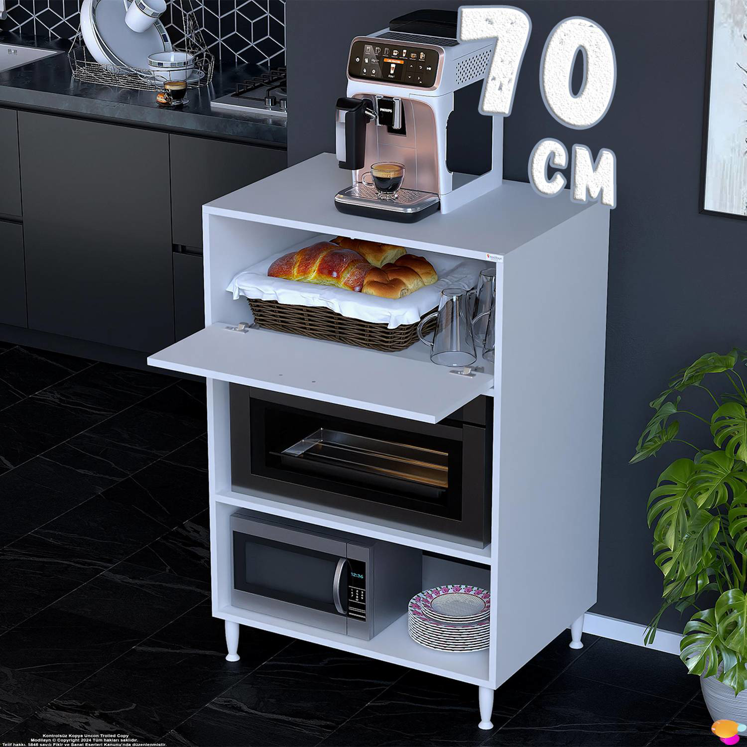 Smart 70 cm Üstten Kapaklı Mutfak Dolabı Mikrodalga Fırın Standı Smart 70 cm Üstten Kapaklı Mutfak Dolabı Mikrodalga Fırın Standı