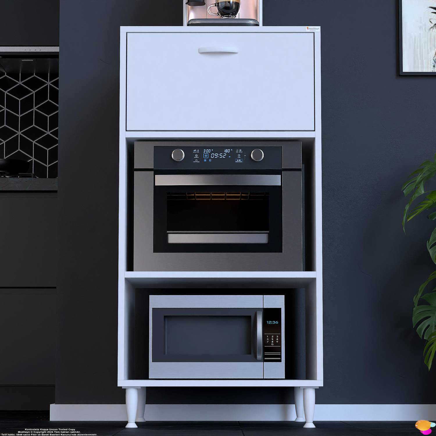 Smart 80 cm Üstten Kapaklı Mutfak Dolabı Mikrodalga Fırın Standı  - Görsel 3