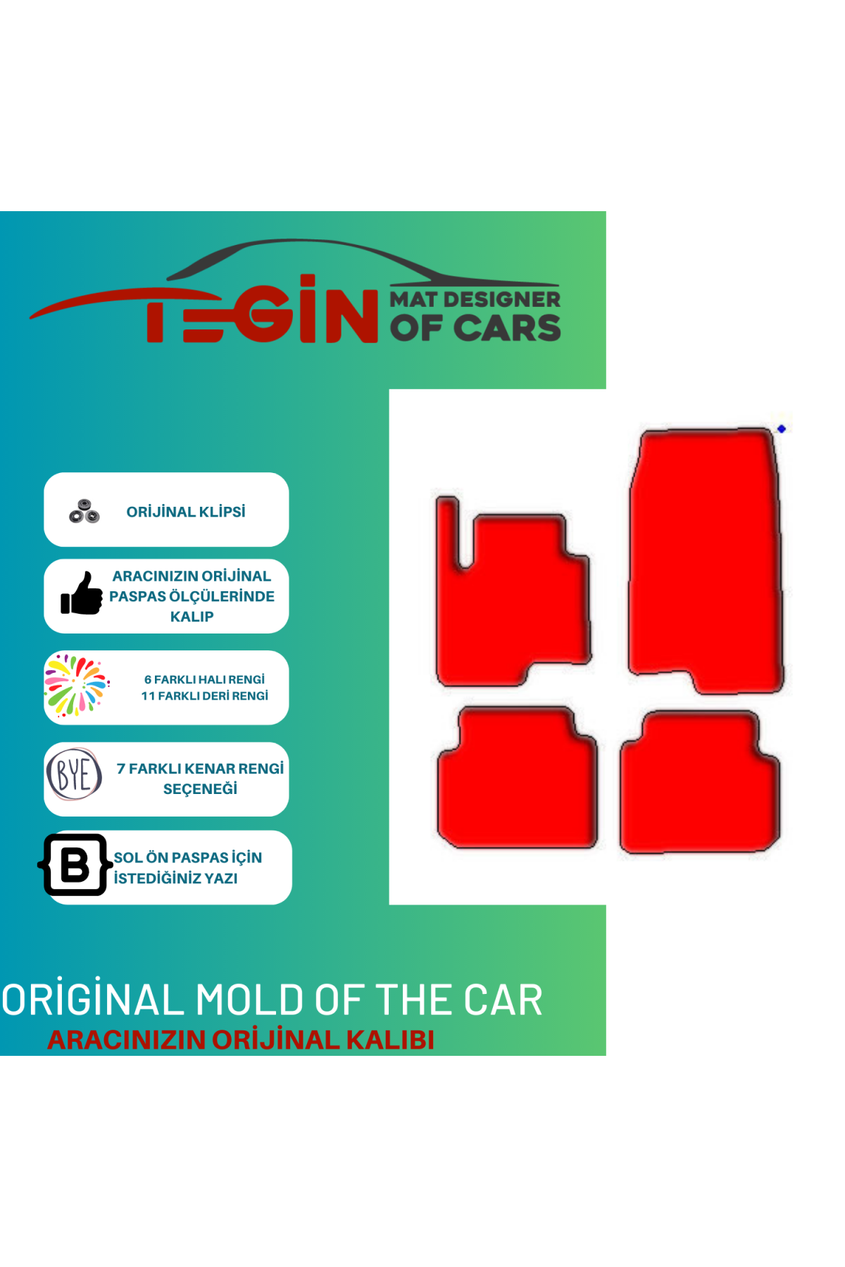 Smart Forfour 2004-2006 Prime Siyah Deri Sarı Kenar Paspas