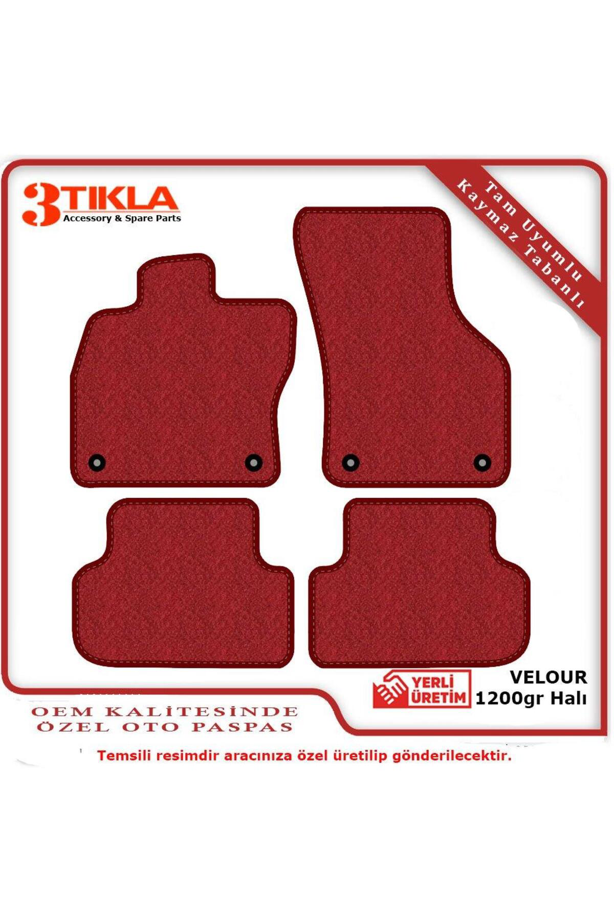 Smart ForTwo W450 1998-2007 Halı Paspas Seti Kırmızı