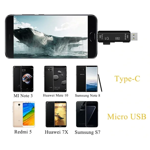 Smart OTG 3-in-1 Type-C & Micro USB TF Card Reader - 5775 | Hızlı Veri Transferi