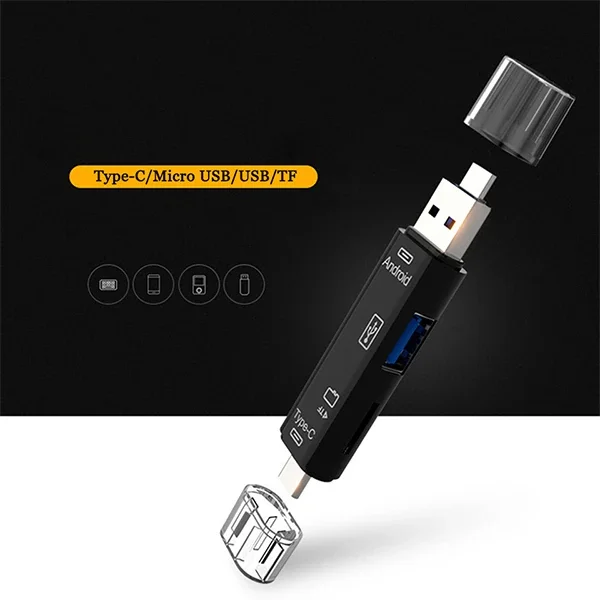 Smart OTG 3-in-1 Type-C & Micro USB TF Card Reader - 5775 | Hızlı Veri Transferi