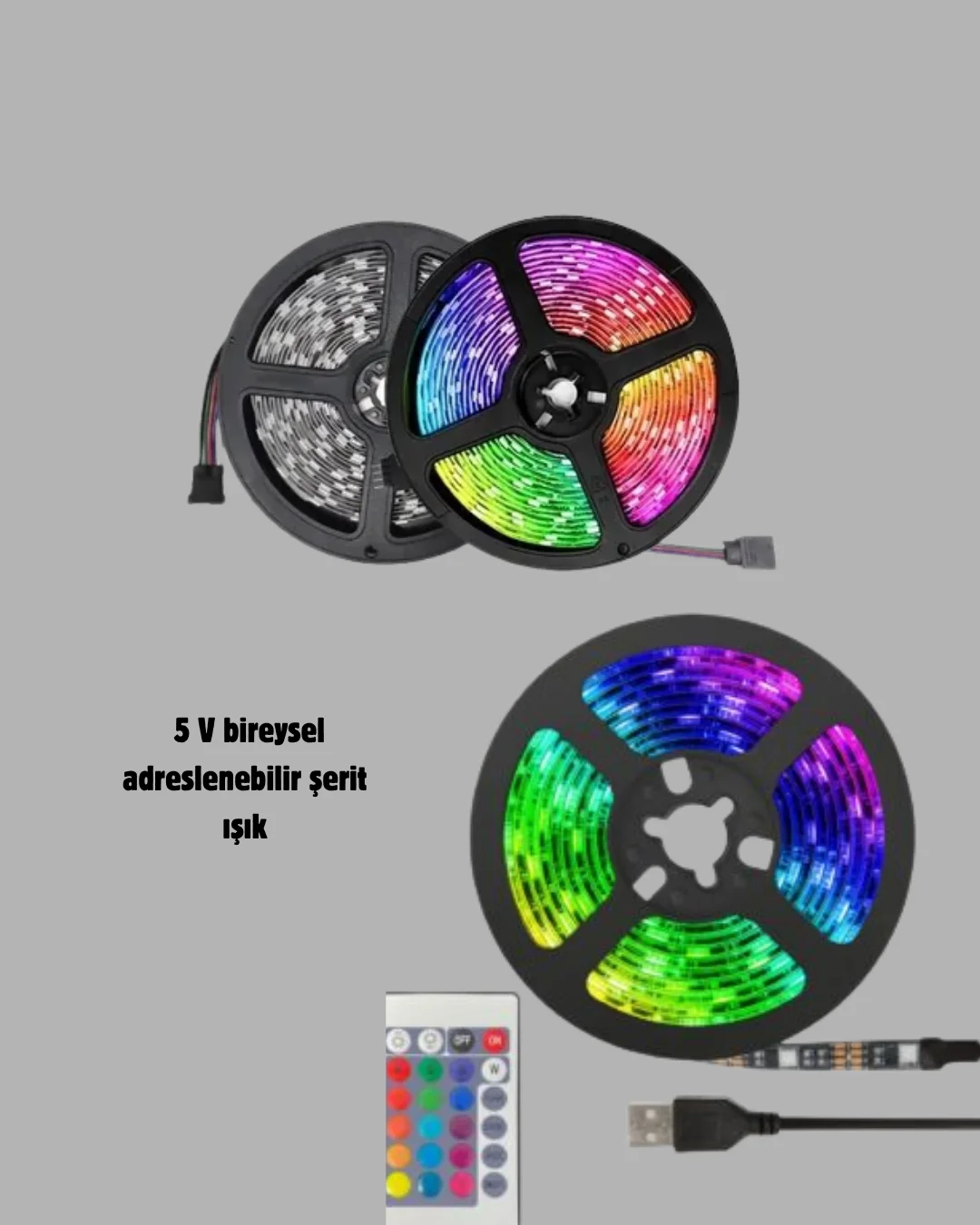 Smart Şerit LED Işık – Uzaktan Kumandalı, USB Girişli, Müzik Modlu