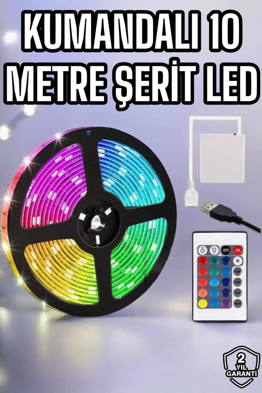 Smart Şerit Led Tv Arkası Renkli Kumandalı 10 Metre - Lisinya Diğer