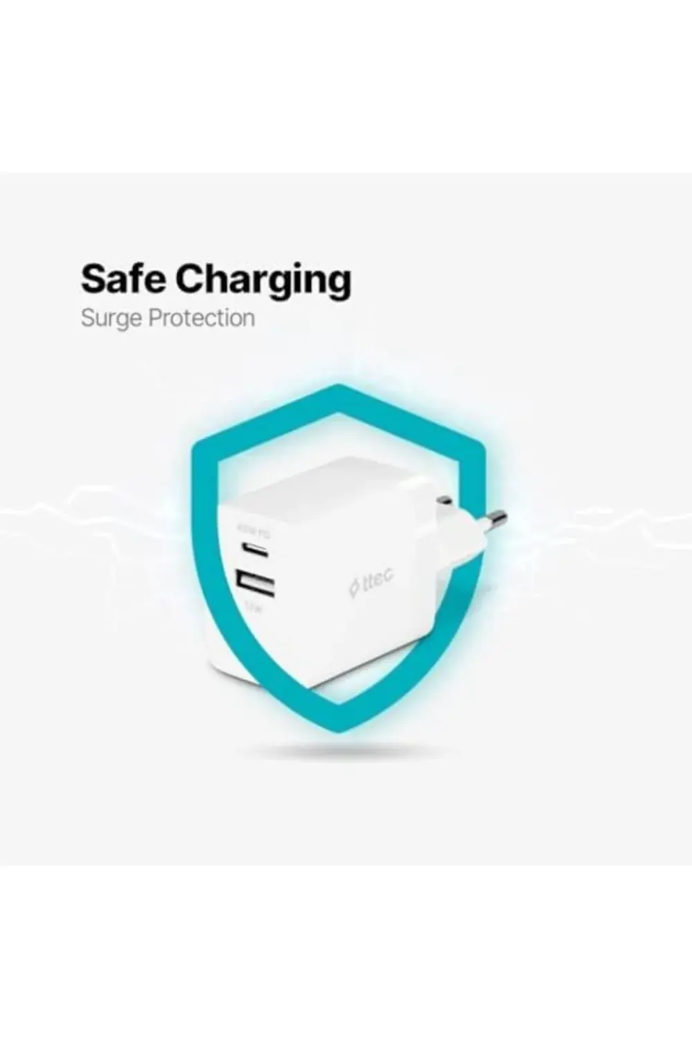 SmartCharger Duo PD 45W Seyahat Hızlı Şarj Aleti USB-C+USB-A 2SCP