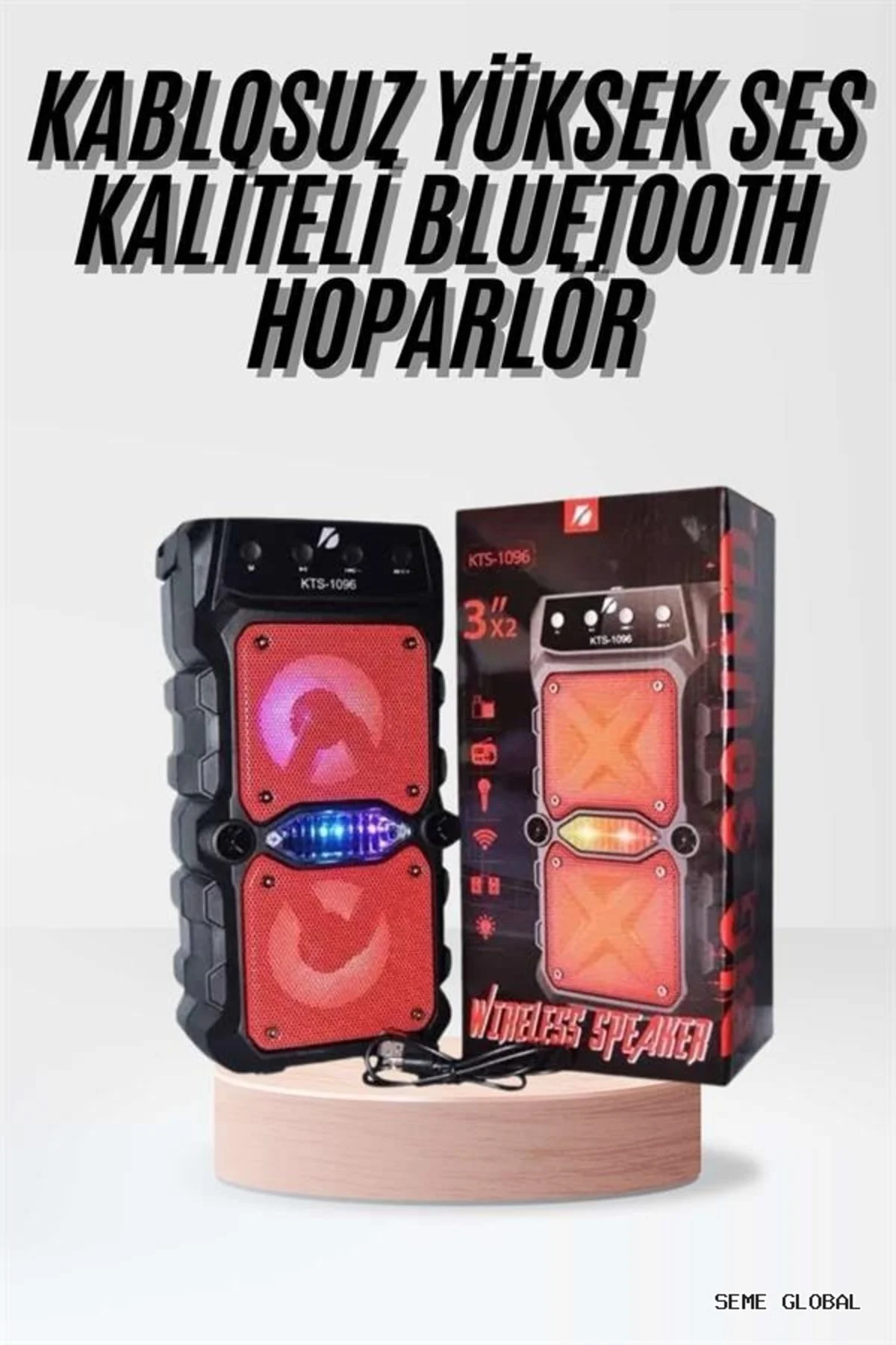 SMGLOBAL Taşınabilir Kablosuz Bluetooth Hoparlör Uzun Pil Ömrü (10100) Led Işıklı SMGLOBAL Taşınabilir Kablosuz Bluetooth Hoparlör Uzun Pil Ömrü (10100) Led Işıklı