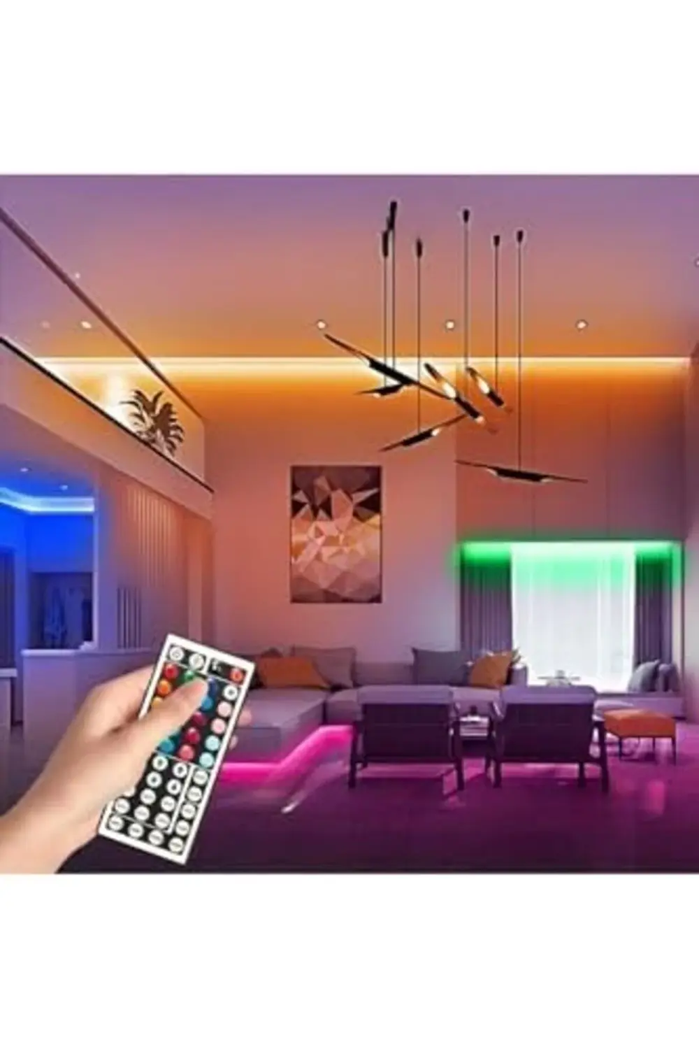 smgshop Işık Aydınlatma RGB Şerit 20 Renk 44 Tuşlu Led Kumandalı