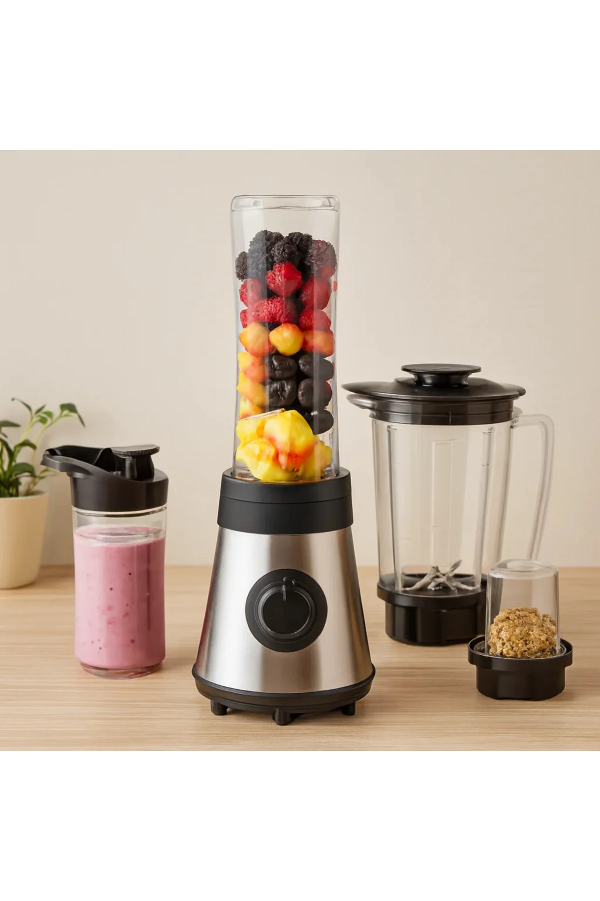 Smoothie Blender 500W - 800 ml Hazneli, Buz Kırıcı ve Kahve Öğütücü