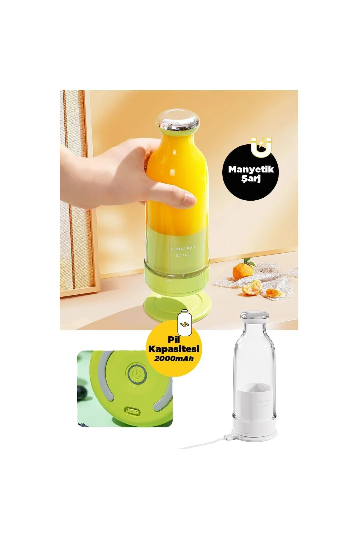 Smoothie Blender Taşınabilir Şarjlı Kişisel Mini Meyve Karıştırıc