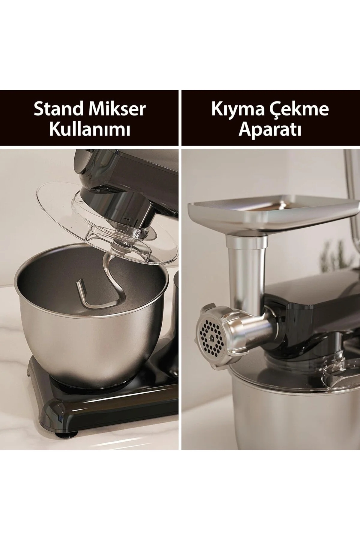SMX-2772 – 1200W, 5L Çelik Hazneli, Hamur Yoğurma, Kıyma Makinesi