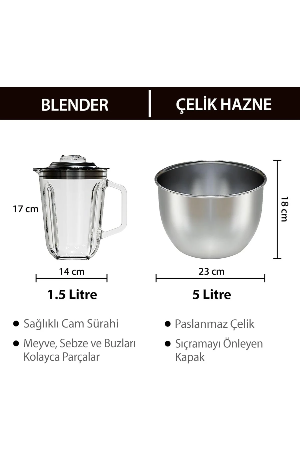 SMX-2772 – 1200W, 5L Çelik Hazneli, Hamur Yoğurma, Kıyma Makinesi