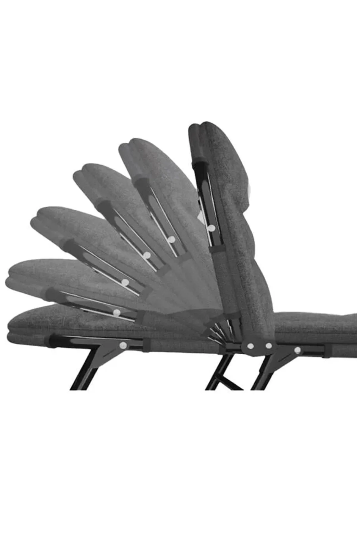 SN-24922 Taşınabilir Ayarlanabilir 5 Kademe Sünger Kamp Yatak Şezlong (Koyu Gri)