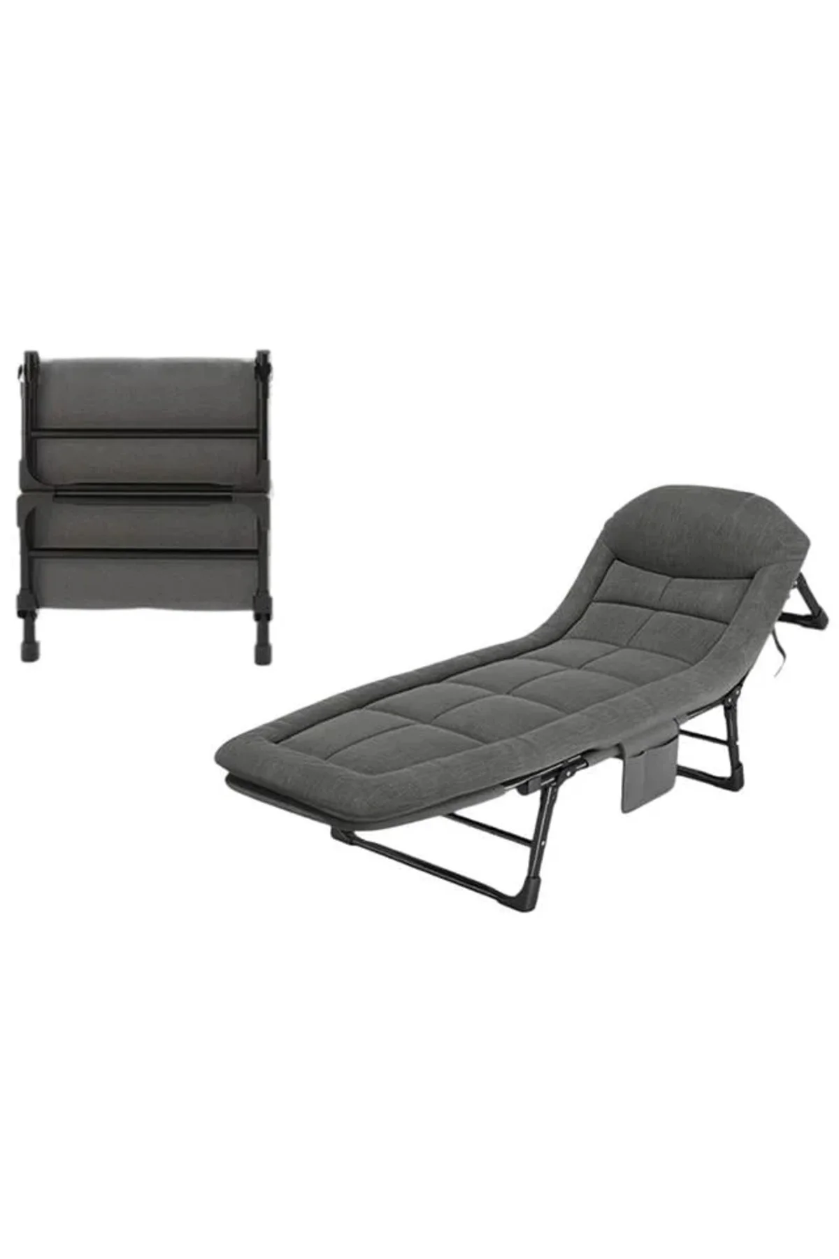 SN-24922 Taşınabilir Ayarlanabilir 5 Kademe Sünger Kamp Yatak Şezlong (Koyu Gri)
