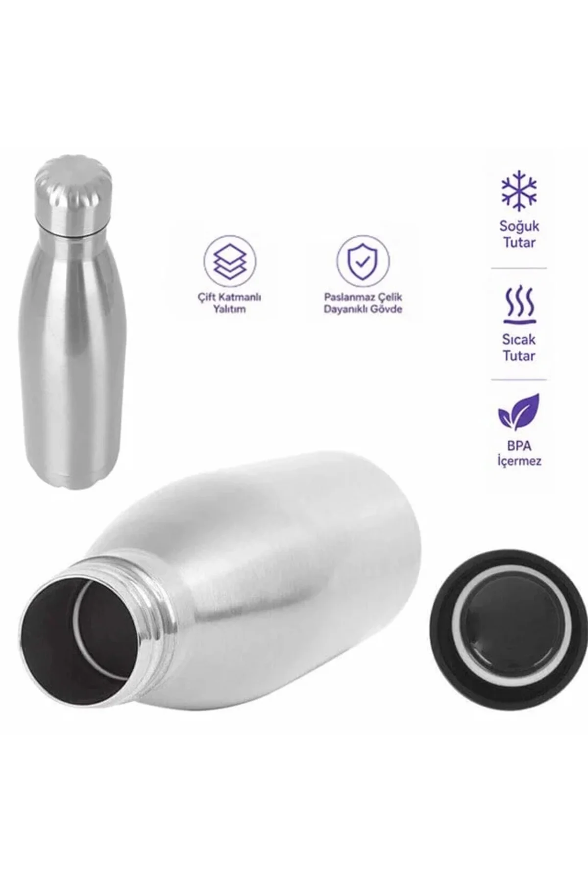 SN-25713 Şişe Tipi 500 Ml. Paslanmaz Çelik Termos