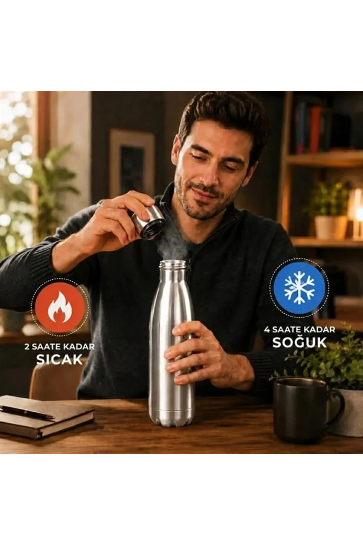 SN-25713 Şişe Tipi 500 Ml. Paslanmaz Çelik Termos