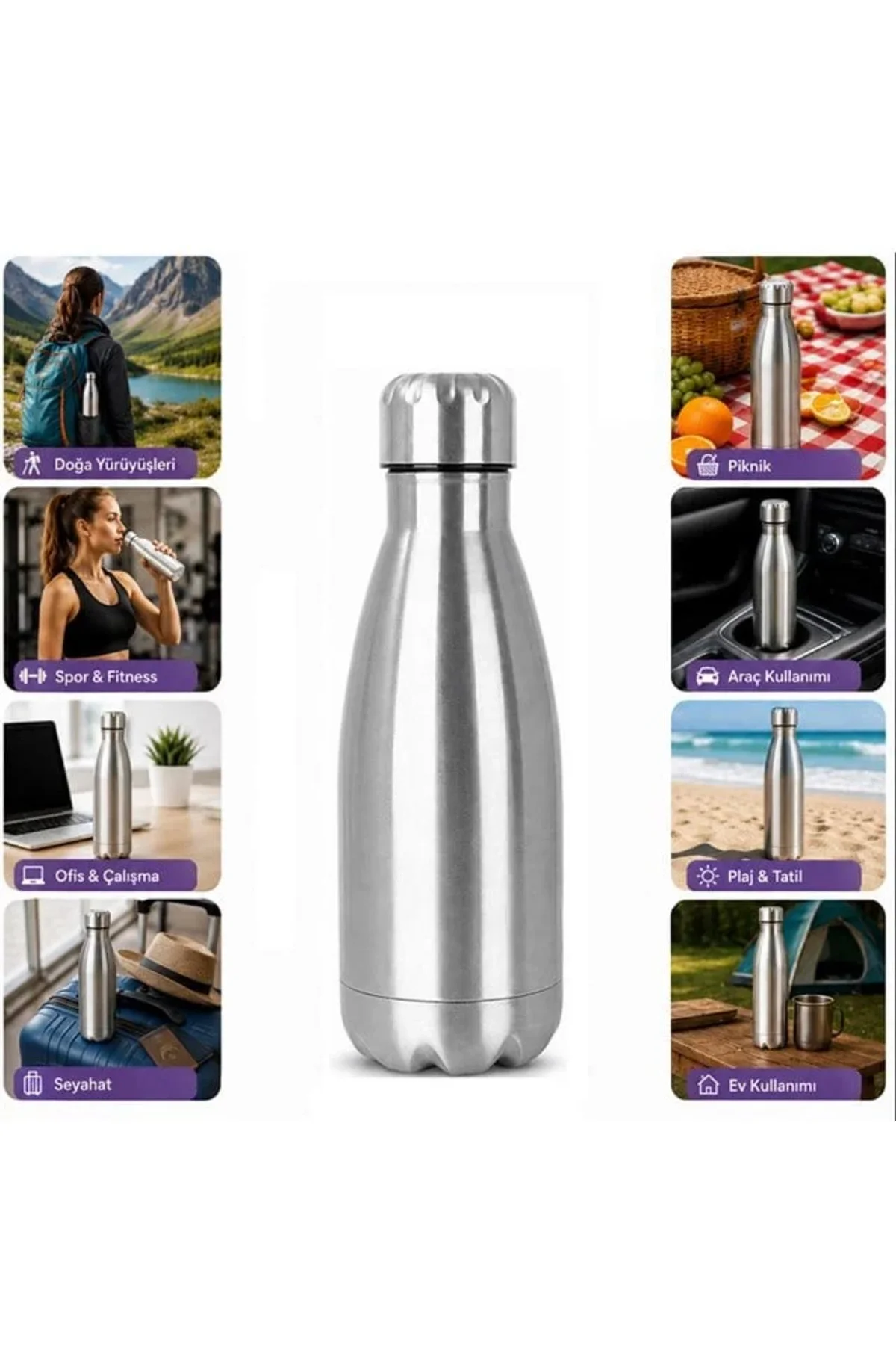 SN-25713 Şişe Tipi 500 Ml. Paslanmaz Çelik Termos