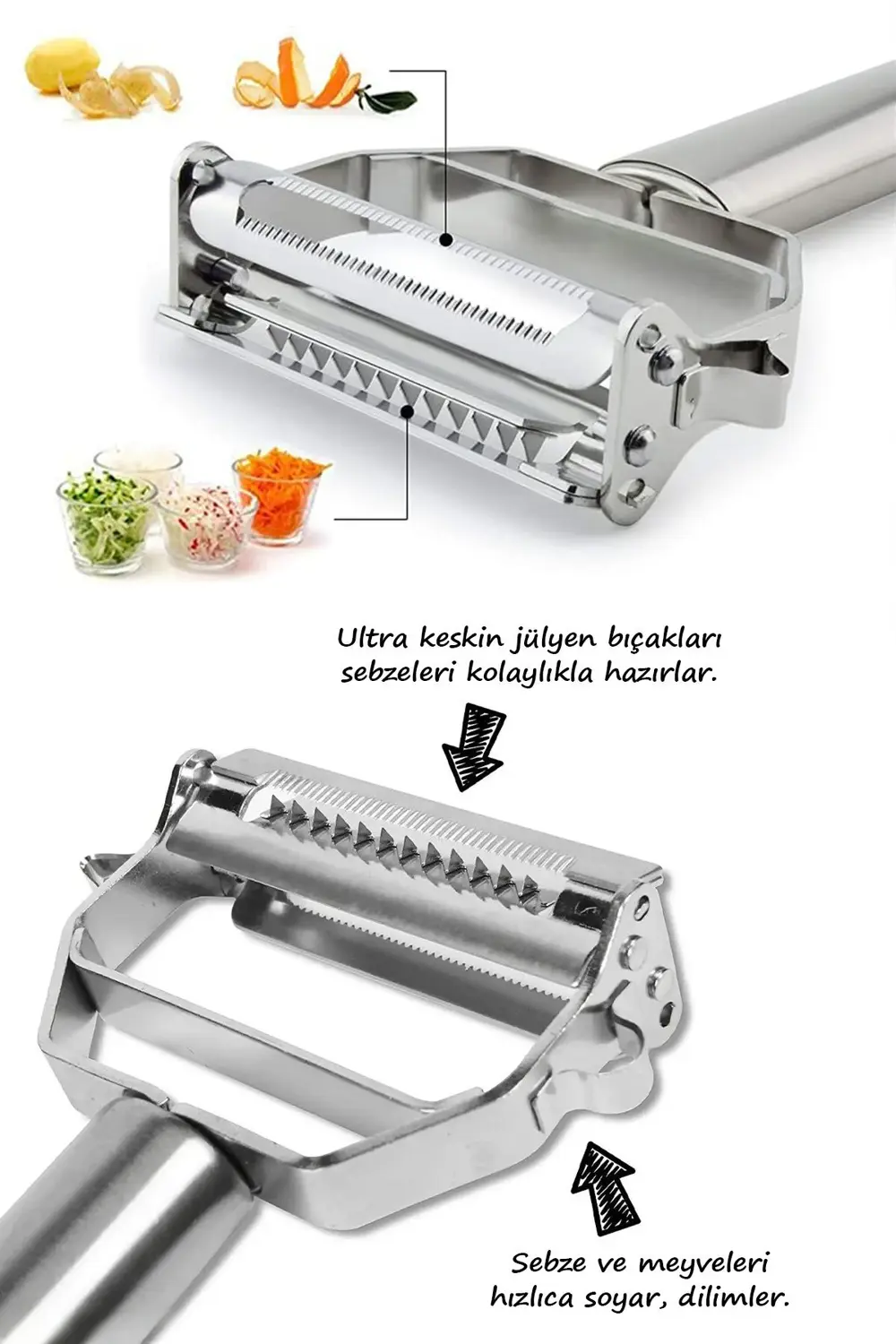 SN-26033 2 İn 1 Sebze-Meyve Kabuk Soyucu Çok Renkli CN