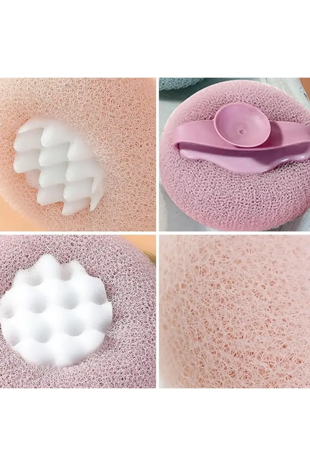 SN-26217 Vantuzlu Banyo Masaj Süngeri Peeling Etkili Vücut Kesesi