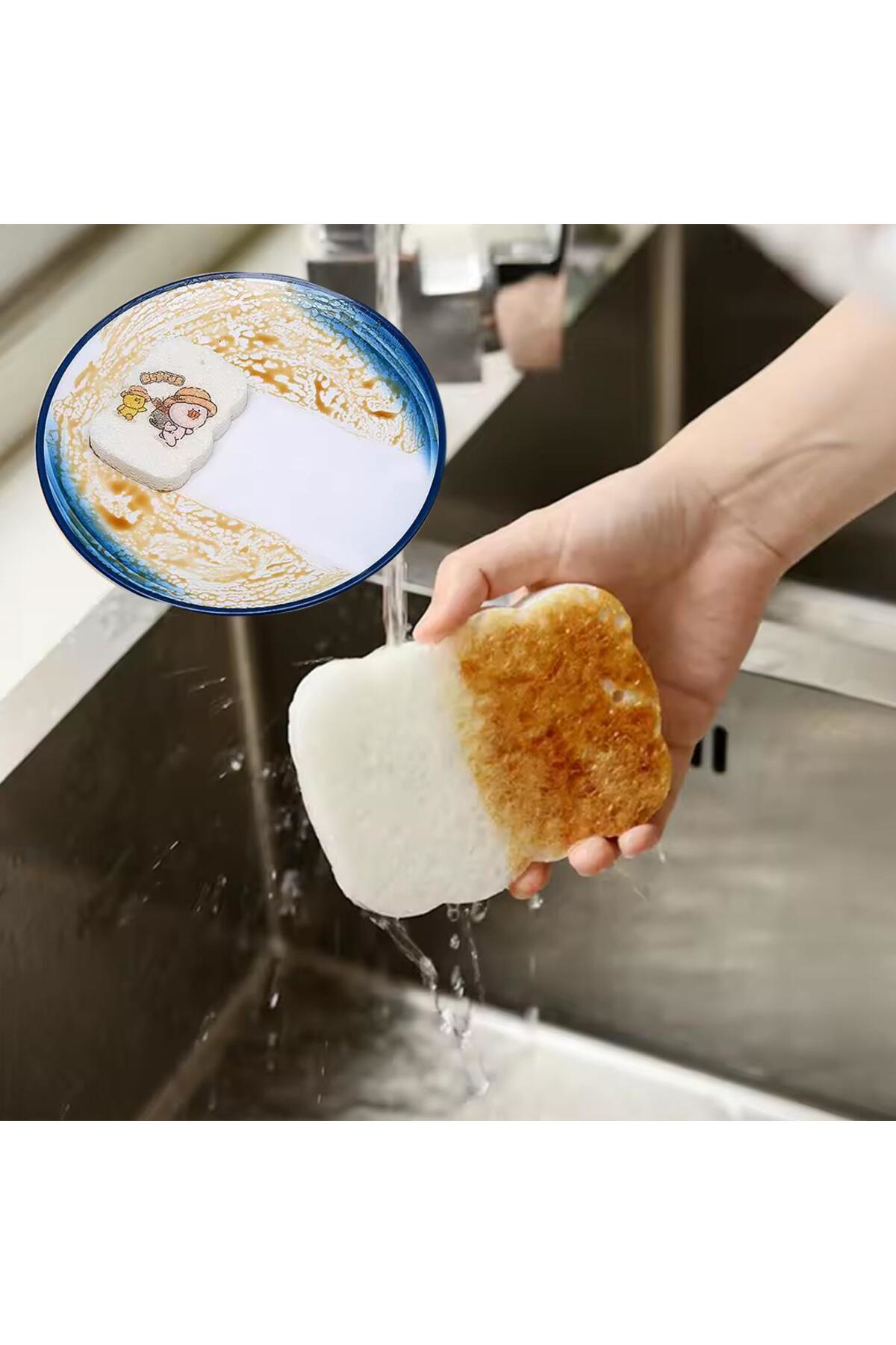 SN-26323 Bulaşık Yıkama Ovma Süngeri Sıkıştırılmış Organik Odun H