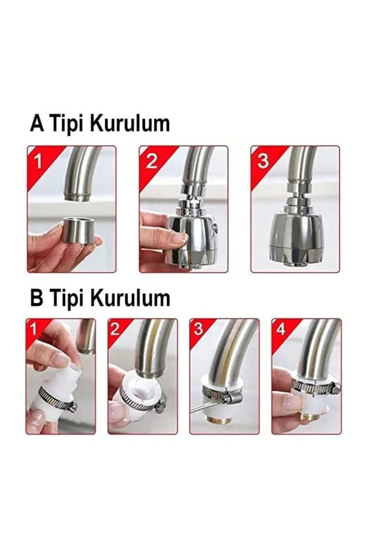 SN-27114 2 Kademeli Tasarruflu Musluk Başlığı 360 Derece SN-27114 2 Kademeli Tasarruflu Musluk Başlığı 360 Derece