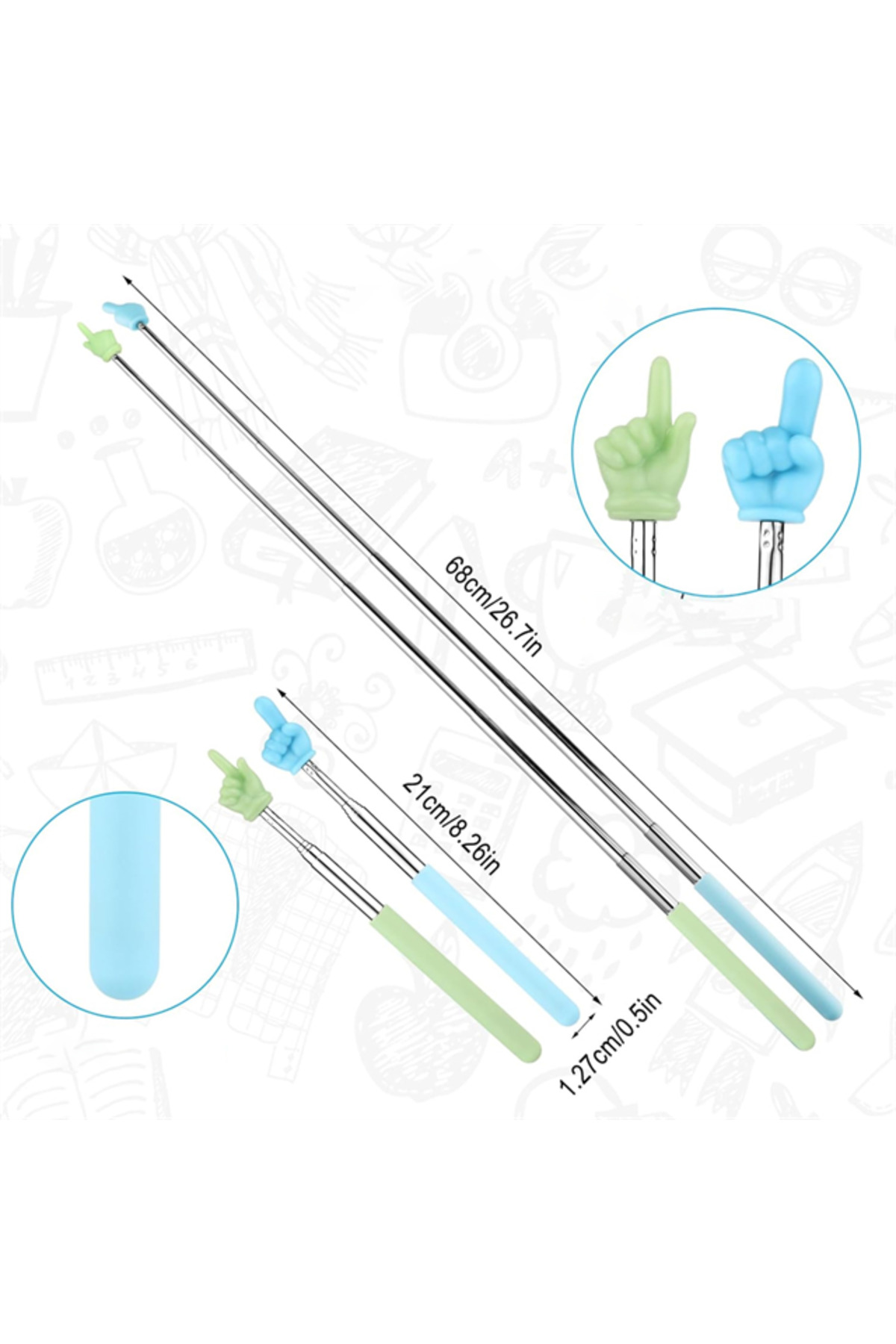 SN-29159 Parmak İşaretli Teleskobik İşaret Çubuğu Sunum Kalemi