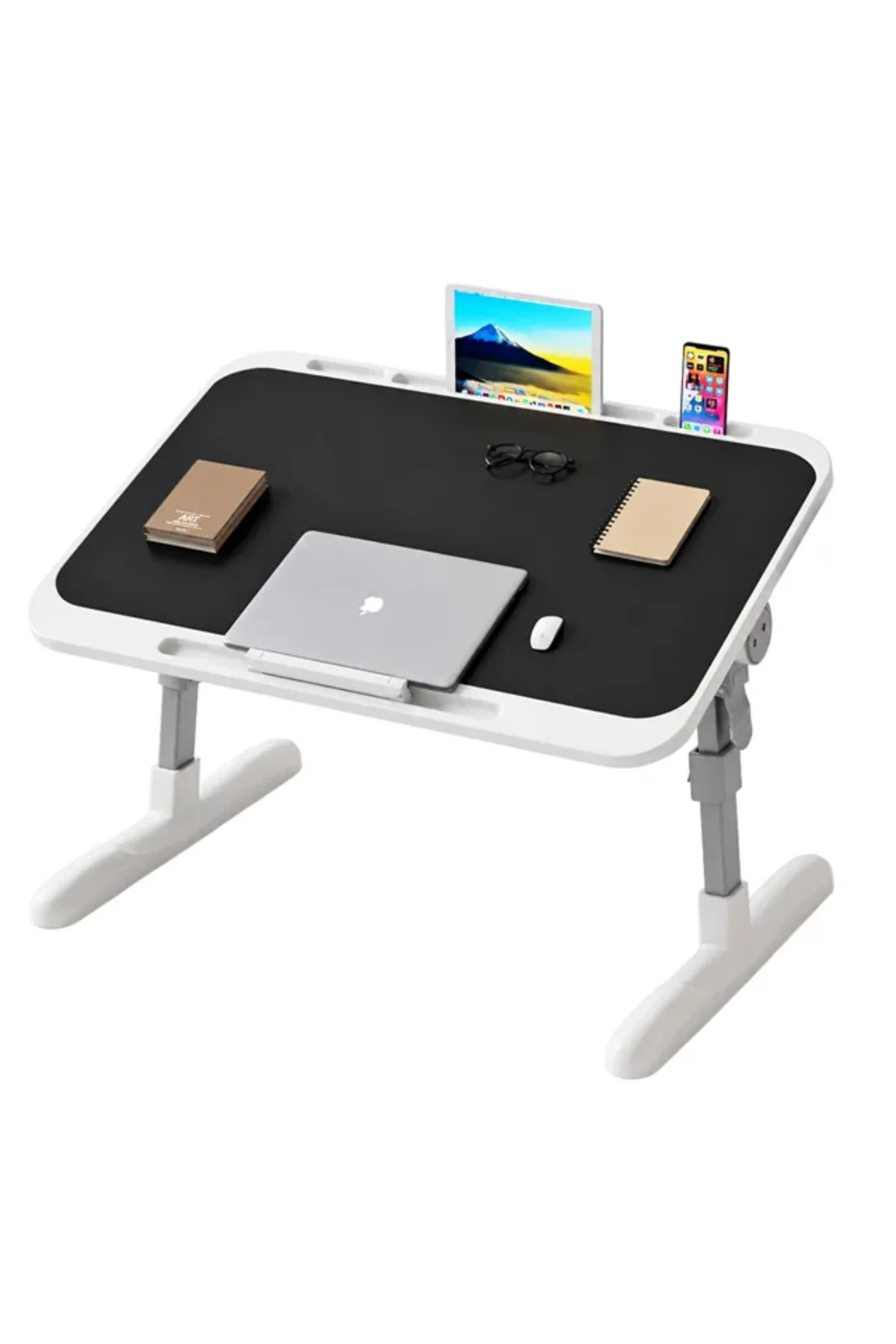 SN-29699 Çok Fonksiyonlu Katlanabilir Yatak Koltuk Laptop Masası Yükseklik ve Açı Ayarlı Siyah 60x40