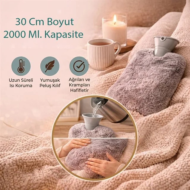 SN-29909 Peluş Kılıflı Yumuşak Dokulu 30 Cm 2000 Ml Kapasiteli Sıcak Su Torbası SN-29909 Peluş Kılıflı Yumuşak Dokulu 30 Cm 2000 Ml Kapasiteli Sıcak Su Torbası