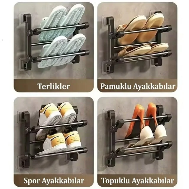 SN-30748 Siyah Duvara Monte 65 Cm Çok Amaçlı Pratik Terlik Ayakkabı Ve Havlu Düzenleyici Fiyatı, Yorumları ve Özellikleri