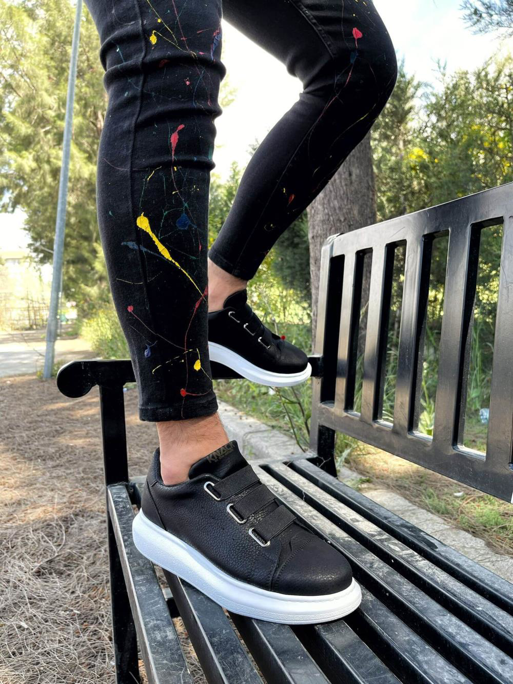 Sneakers Ayakkabı 889 Siyah (Beyaz Taban)