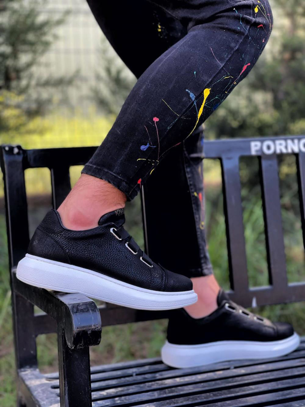 Sneakers Ayakkabı 889 Siyah (Beyaz Taban)