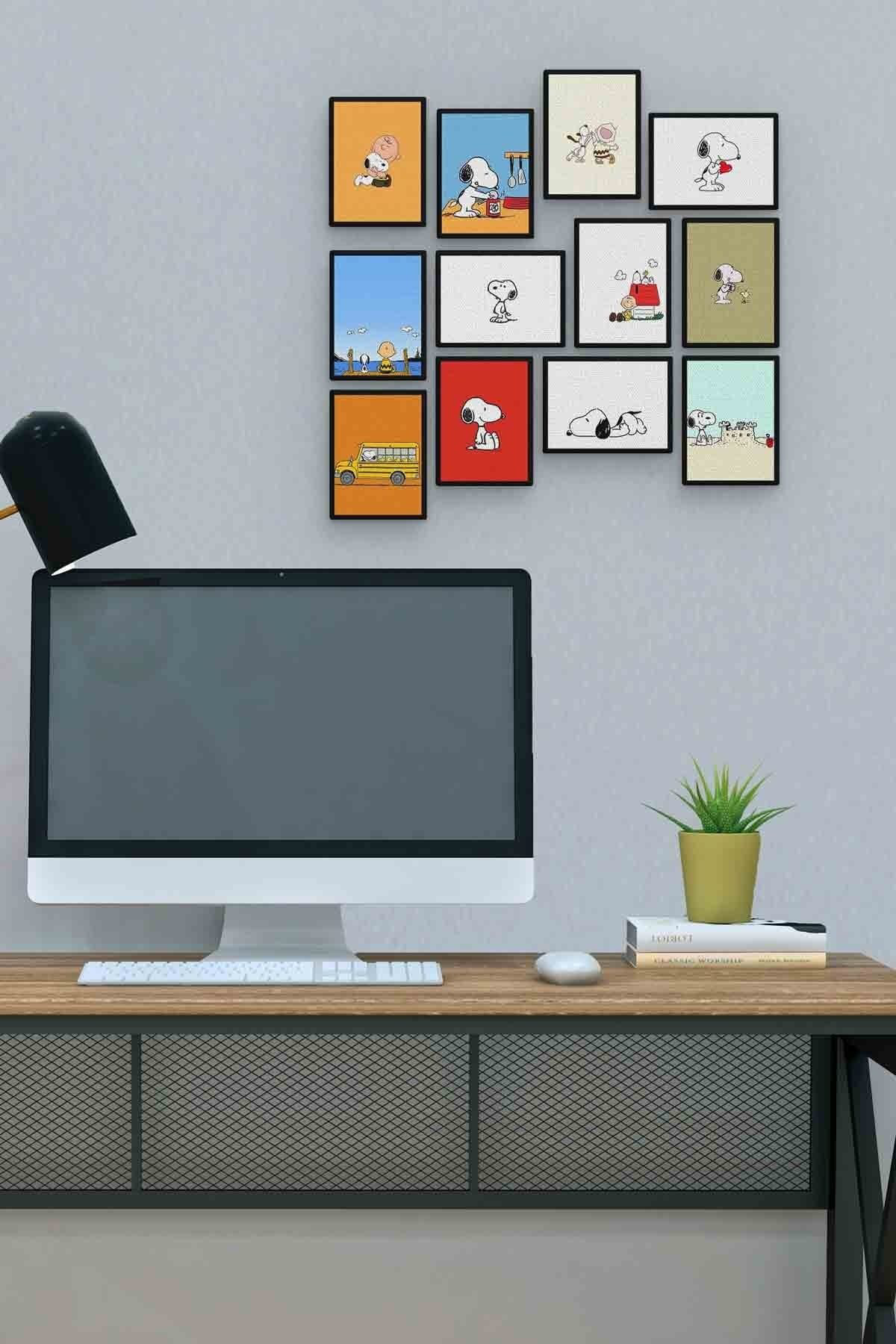 Snoopy 12 Parça Mdf (ahşap) Tablo Ofis Boyu 