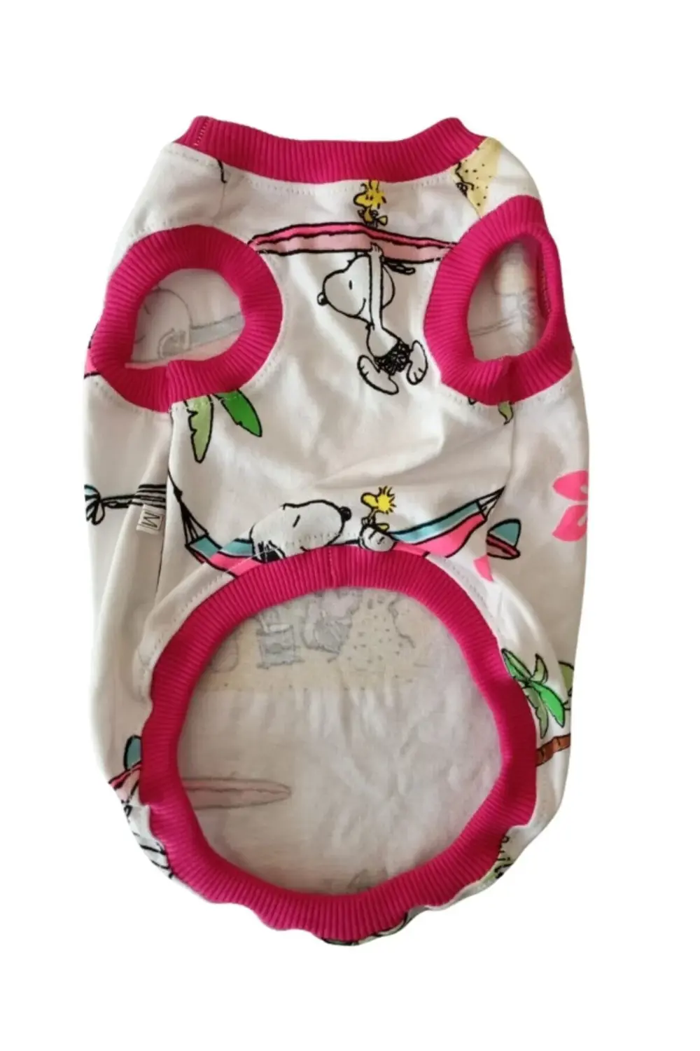 Snoopy Desenli Pembe Kollu Kedi Köpek Kıyafeti Elbisesi Medium/M/