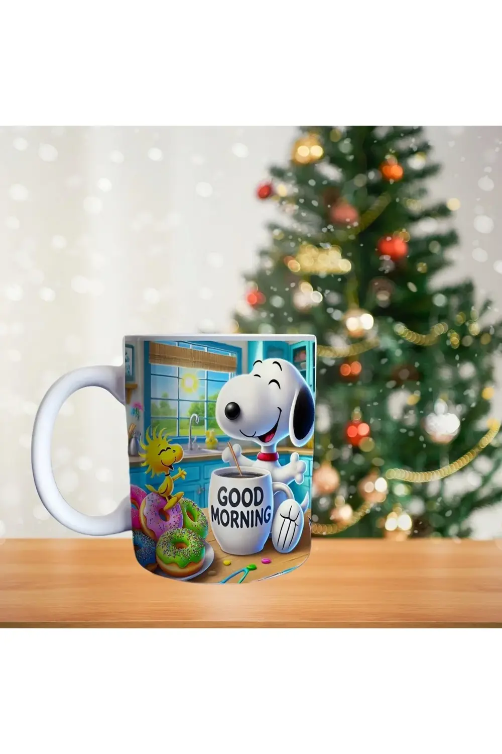 Snoopy Temalı - Günaydın Kahvesi Ve Donuts - Çizgi Film Temalı Po