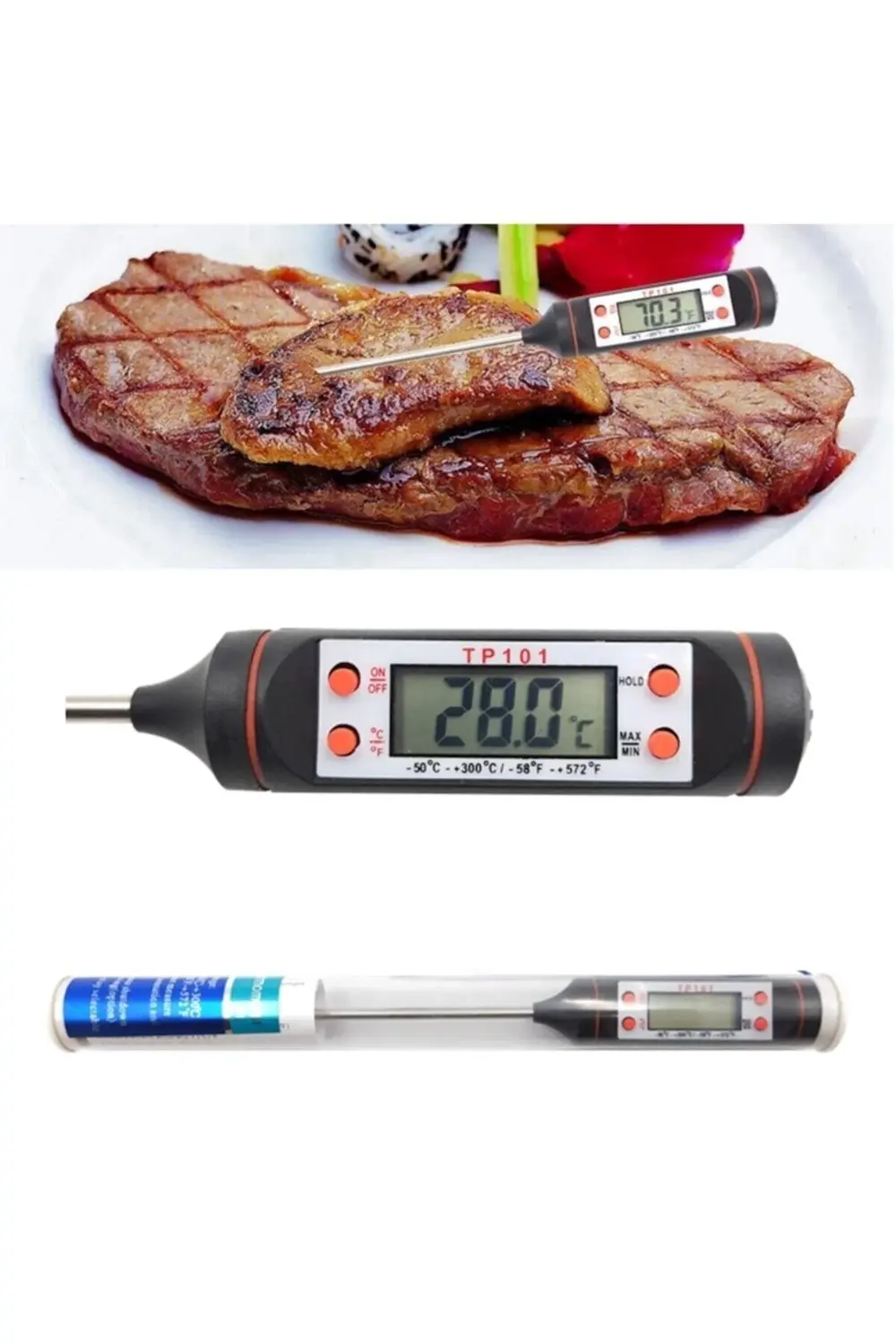 Snr Beyaz Dijital Lcd Mutfak Termometresi Gıda Süt Mama Barbekü Y