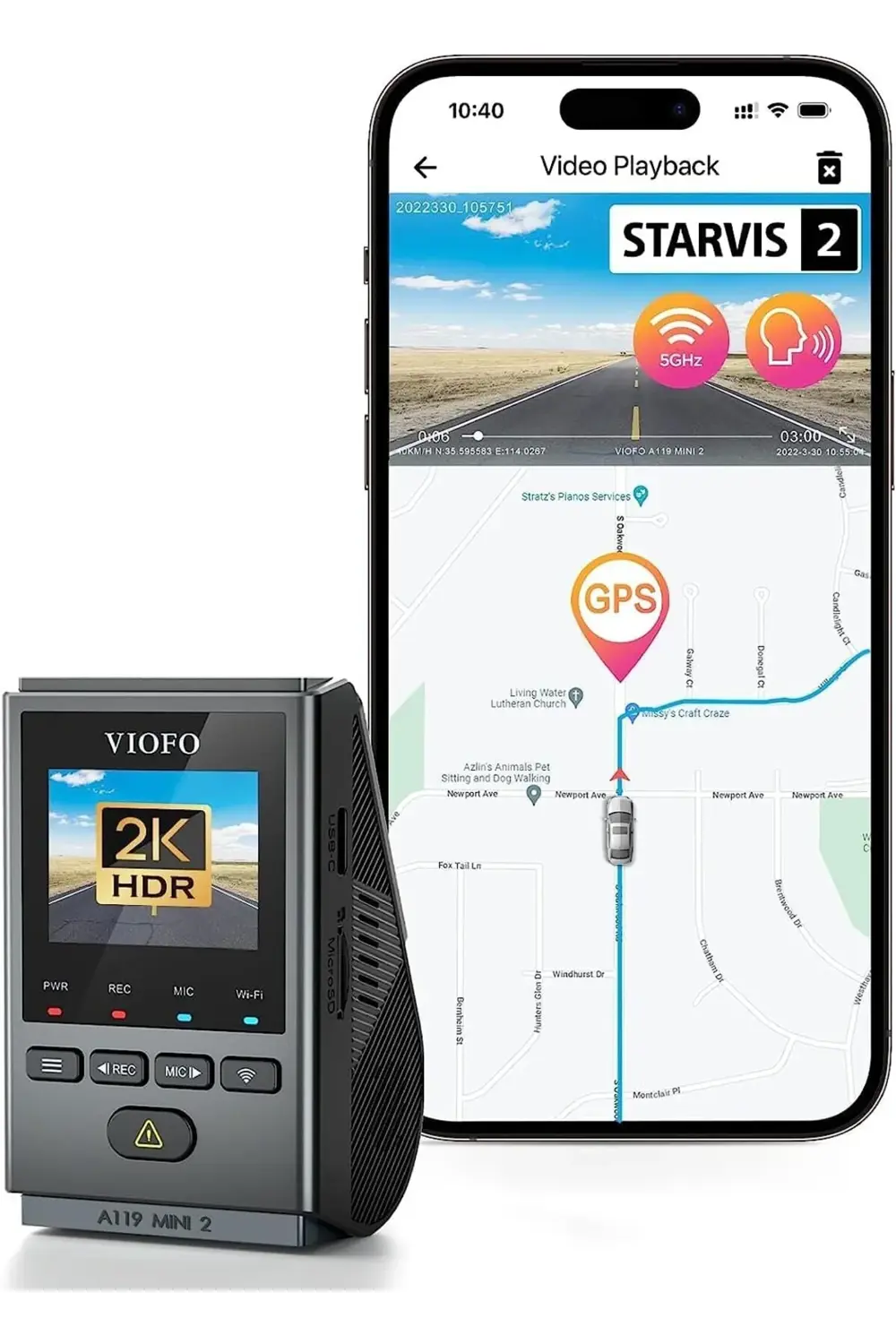 snShop A119 Mini-2 HDR 2K 60FPS 5GHz WiFi ve S'li Araç Kamerası 4