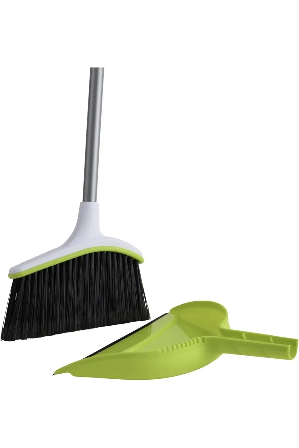 snShop Basics Açılı Broom ve Dustpan Seti, Gümüş/Yeşil Süpürge, F
